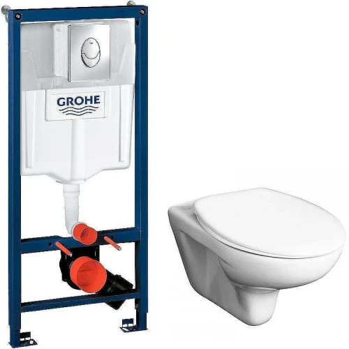 Унитаз с инсталляцией Roca Mateo 346200000+ZRU9302815 + Grohe Rapid SL 38721001 с сиденьем и клавишей смыва Хром