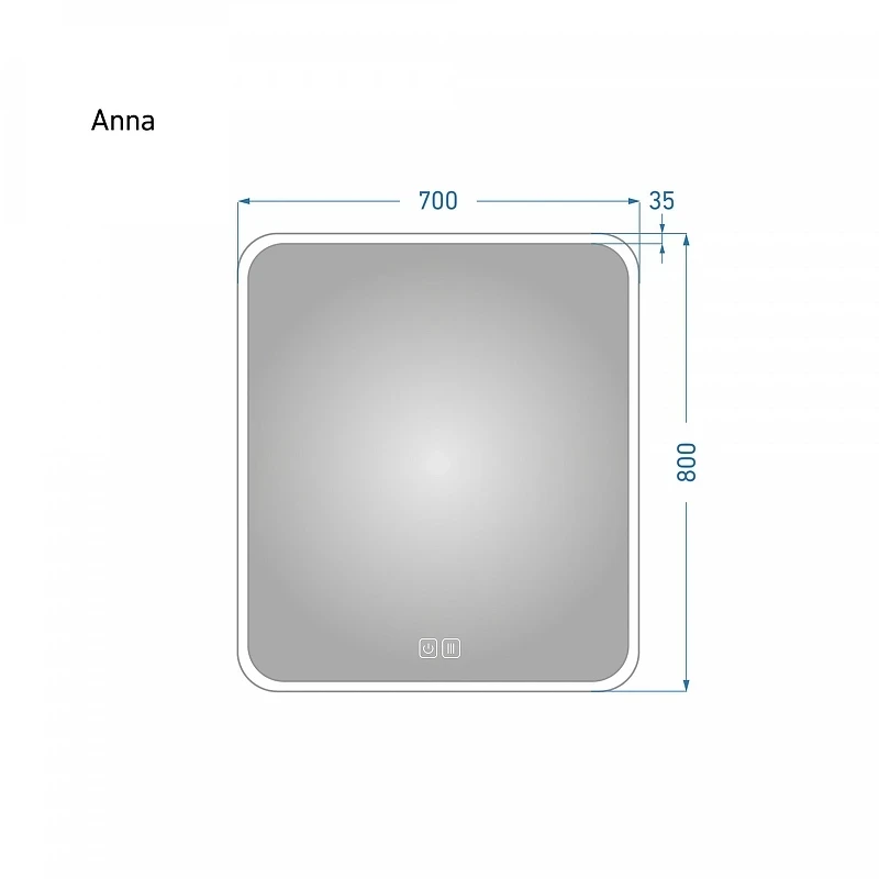 Зеркало Alavann Anna 70 ALV0018019 с подсветкой цвет Белый с сенсорным выключателем и подогревом