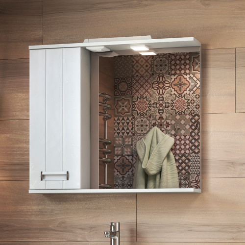 Зеркало со шкафом Vigo Diana 80 L z.DIA.80.L.Elс подсветкой Белое МДФ / ЛДСП, стекло