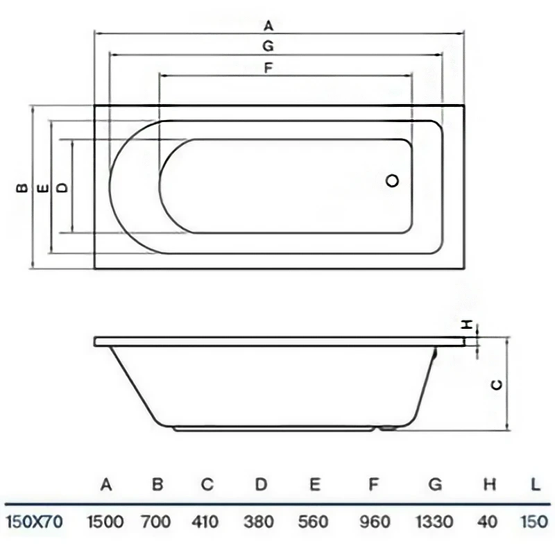 Акриловая ванна Koller Pool Dakota 150x70 без гидромассажа