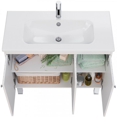 Тумба под раковину Lemark Romance 100 LM07R100T подвесная Белый глянец МДФ / ЛДСП