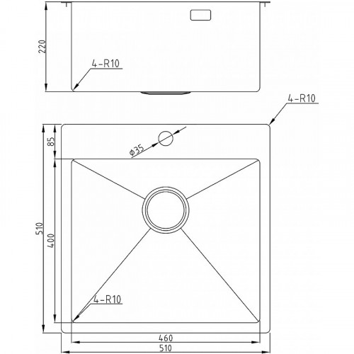 Кухонная мойка Milacio Denia 51 MC.77489 Вороненая сталь нержавеющая сталь встраиваемый