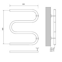 Водяной полотенцесушитель Melodia della vita Simple Polymer М-образный 60х50х1 MTRSP6050PLR Полированная сталь