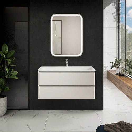 Тумба под раковину AQUAme S4 100 AQM900410WH подвесная цвет Белый глянцевый