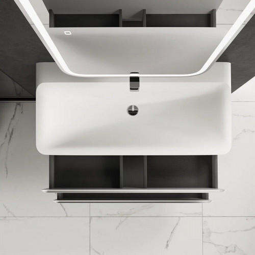 Тумба под раковину AQUAme S4 100 AQM900410WH подвесная цвет Белый глянцевый