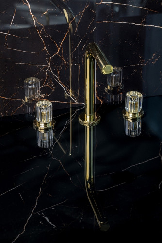 Смеситель для раковины Boheme Elegante 152-G-EL Золото латунь