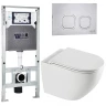 Комплект унитаза с инсталляцией WeltWasser AMBERG 506 ST + MERZBACH 043 XL GL-WT + AMBERG RD-MT CR 10000013783 цвет Белый глянцевый с сиденьем Микролифт и клавишей смыва цвет Хром матовый