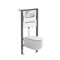 Комплект унитаза с инсталляцией Ceramicanova Ulma CN4006_121001CH цвет Белый с сиденьем Микролифт и клавишей смыва цвет Хром глянцевый