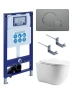 Комплект унитаза с инсталляцией Aquatek Set Aquatek Классик cm-070 4в1 цвет Белый с сиденьем Микролифт и клавишей смыва цвет Оружейная сталь