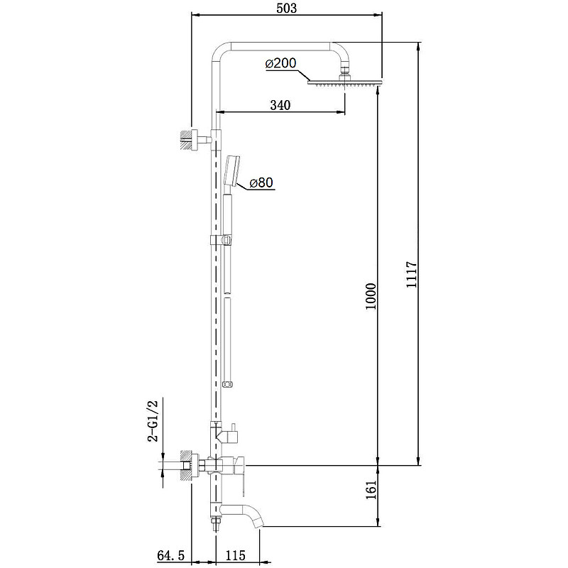 Душевая система Orange Steel M99-911ni Никель латунь на стену