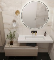 Раковина Boheme Armadi Art Flat 120 859-120-CLCT Белый мрамор искусственный камень (литьевой мрамор) подвесная
