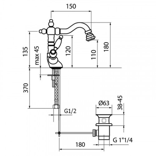 Смеситель для биде Webert Alexandra AL710402017 Хром Золото