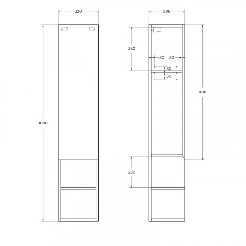 Шкаф пенал BelBagno Kraft 33 L KRAFT-1600-1A-SC-RT-L подвесной Rovere Tabacco МДФ / ЛДСП
