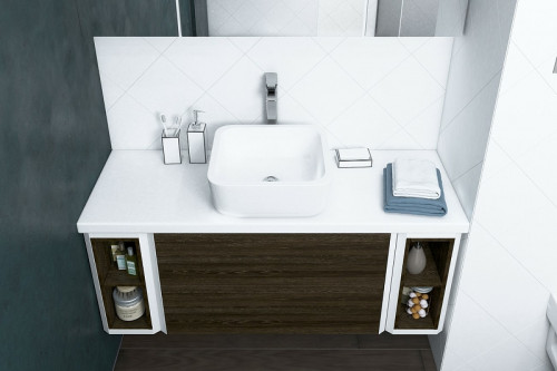 Тумба под раковину Aquaton Брук 80 1A202001BCDF0 подвесная Дуб феррара МДФ / ЛДСП