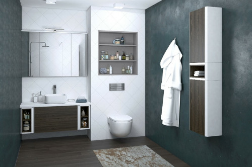 Тумба под раковину Aquaton Брук 80 1A202001BCDF0 подвесная Дуб феррара МДФ / ЛДСП