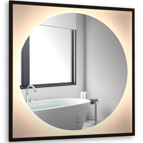 Зеркало Silver Mirrors Mone 80 LED-00002740 с подсветкой Черное с бесконтактным выключателем и диммером стекло