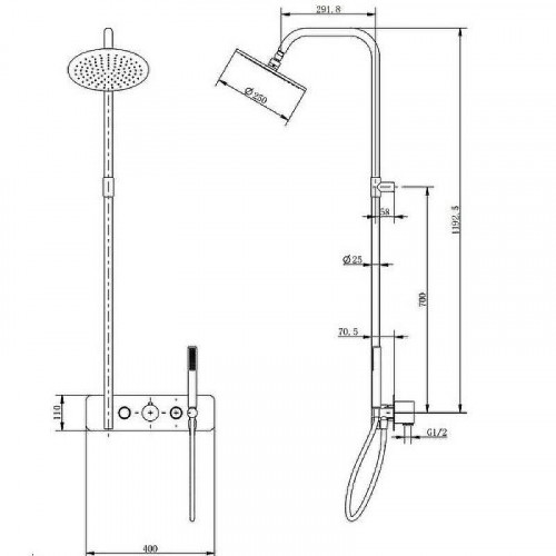 Душевая система Cezares MOON-CD-TA200-01 Хром