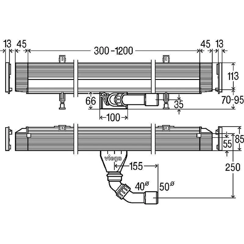 Решетка для лотка Viega Advantix Vario Wall 4967.30 736569 Матовый хром