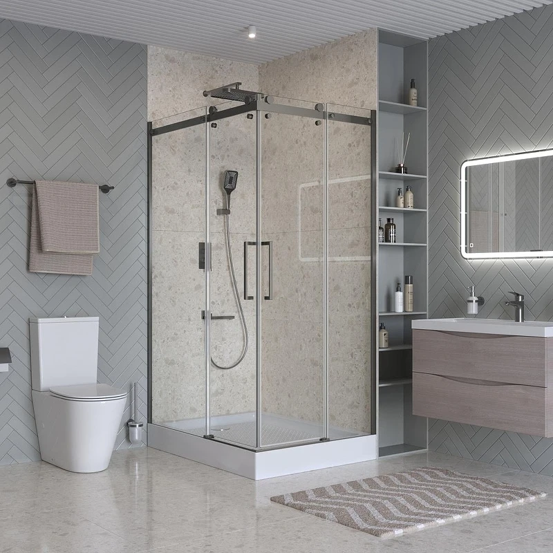 Душевой уголок BelBagno Marino 2 120x90 MARINO-2-AH-2-120/90-C-GM профиль Оружейная сталь стекло прозрачное