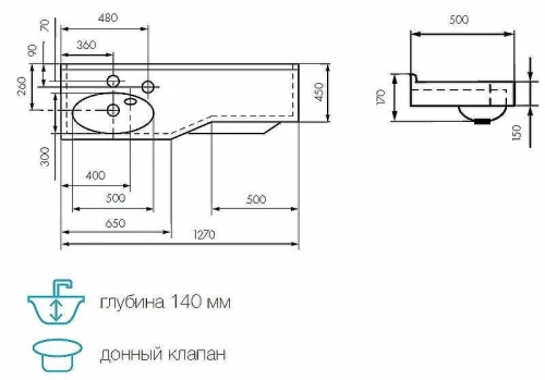 Раковина Aquaton Отель 3/127 1A70113WOT01L Белая