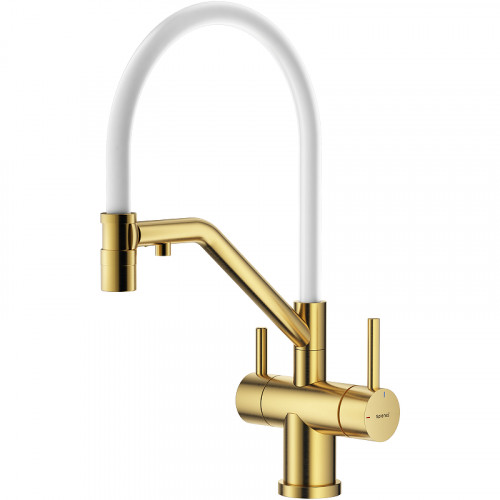 Смеситель для кухни Splenka S70.62.03 Золото матовое Белый латунь