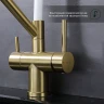 Смеситель для кухни Splenka S70.62.03 Золото матовое Белый латунь