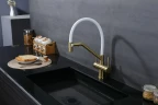 Смеситель для кухни Splenka S70.62.03 Золото матовое Белый латунь