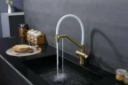 Смеситель для кухни Splenka S70.62.03 Золото матовое Белый латунь