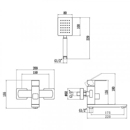 Смеситель для ванны Fmark FS8104Q цвет Графит