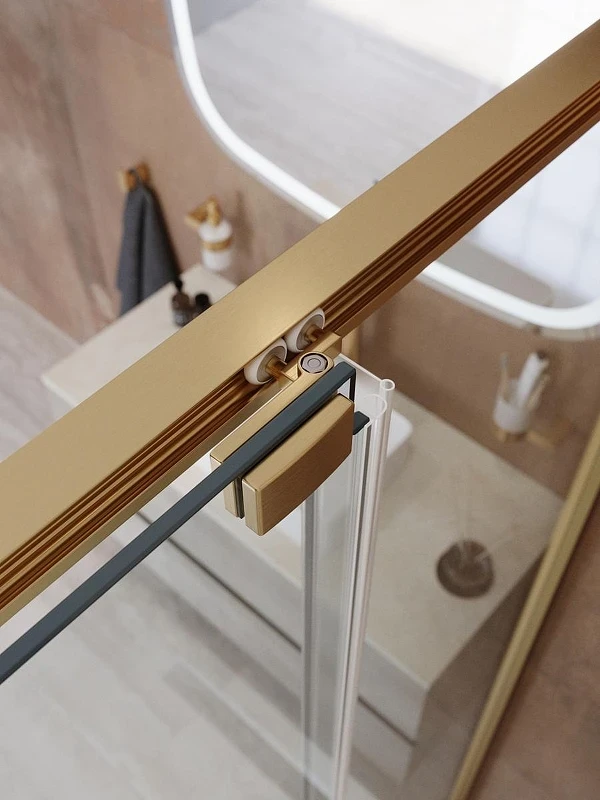 Душевая дверь Cezares Lux 120 LUX-B-FS-11-120-C-BORO профиль Брашированное золото стекло прозрачное