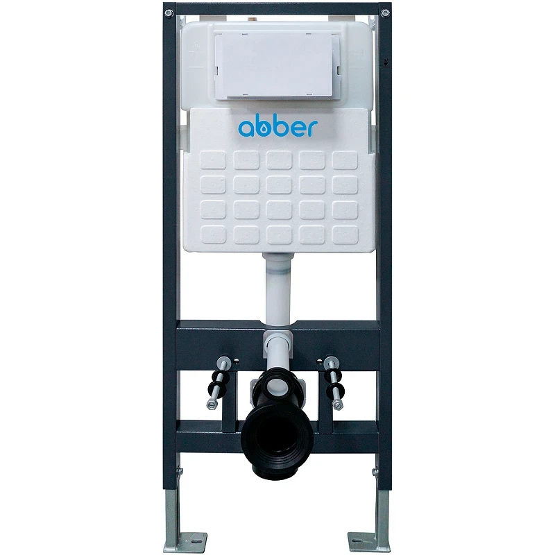 Комплект унитаза с инсталляцией Abber Bequem AC1100MB-AC0105-AC0121MB с сиденьем Микролифт и Черной матовой клавишей смыва фаянс подвесной