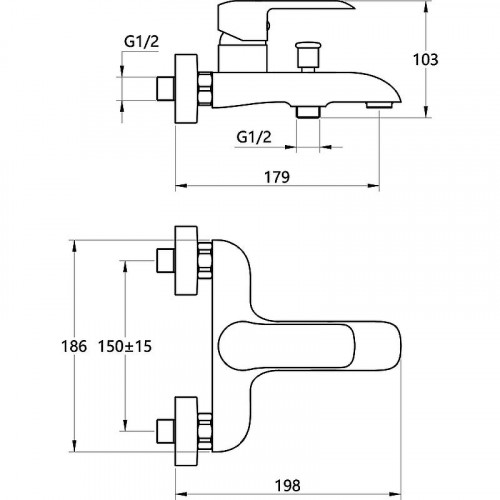Смеситель для ванны Melodia della vita Heavy Metal MDV35640 Хром латунь на стену