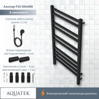 Электрический полотенцесушитель Aquatek Альтаир П10 500x900 AQ EL KP1090BL Черный муар нержавеющая сталь