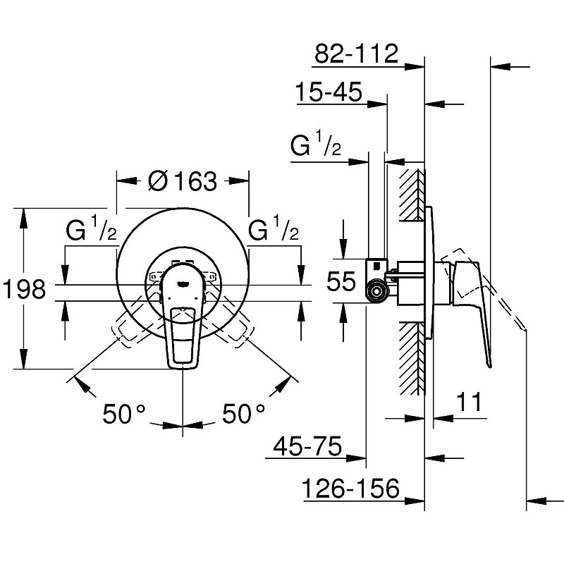 Смеситель для душа Grohe BauLoop 29080001 Хром латунь встраиваемый