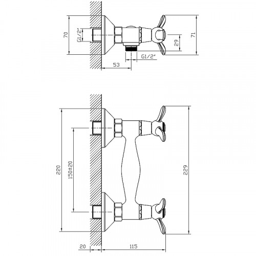 Смеситель для душа Rossinka Q02-41 Хром