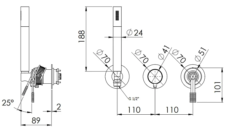 Смеситель для душа Remer Atelier AL97D3PWBDO цвет Золото глянцевое