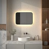 Зеркало Defesto Aura 70х50 DF 2974RH с подсветкой 21W-3000K/ИК - выключатель/Теплый белый свет/Черная рама