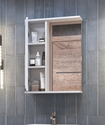 Зеркало со шкафом Vigo Callao 50 L z.CAL.50.L Белое МДФ / ЛДСП, стекло