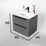Тумба под раковину Style Line Марелла 60 Люкс Plus СС-00002406 подвесная Серый матовый антискрейтч МДФ / ЛДСП