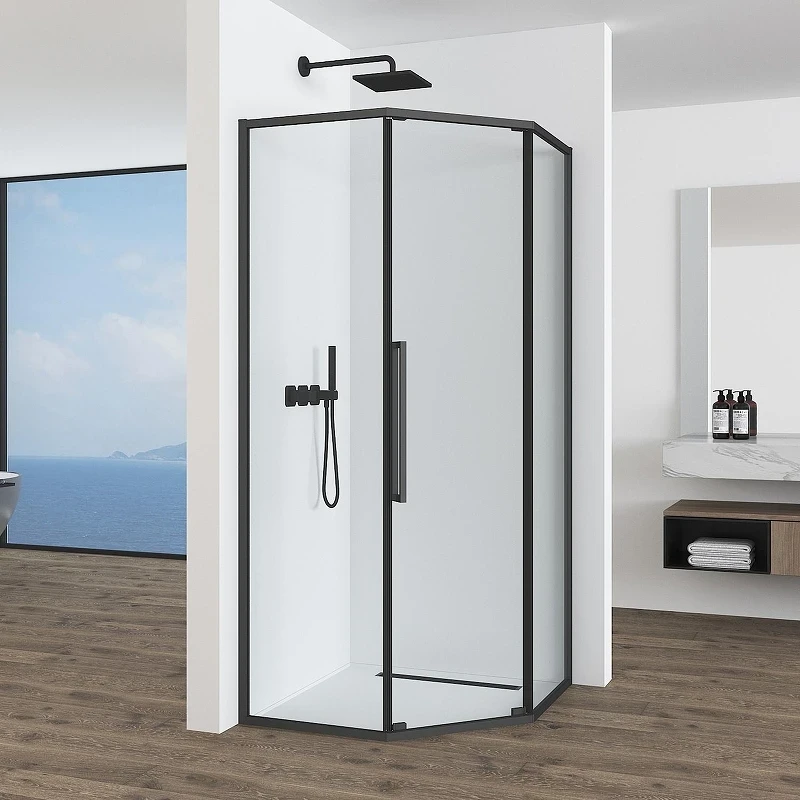 Душевой уголок Black&White S1150-9090GM 90x90 11509090GM профиль оружейная сталь стекло прозрачное