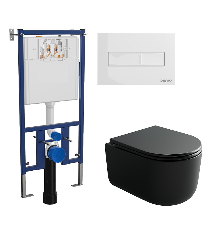Унитаз с инсталляцией DIWO Ceramicanova Ulma CN4006TMB + DIWO 4501 с сиденьем Микролифт с клавишей смыва цвет Глянцевый белый