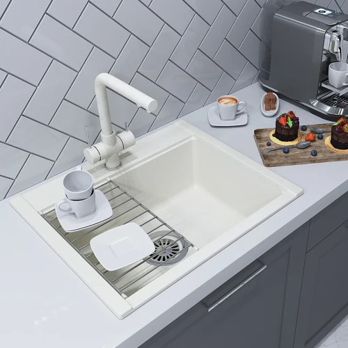 Кухонная мойка Aquaton Делия 60 1A715232LD240 Жемчуг искусственный камень (литьевой мрамор) встраиваемый
