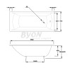Чугунная ванна Byon Milan 170x75 V0000083 с антискользящим покрытием