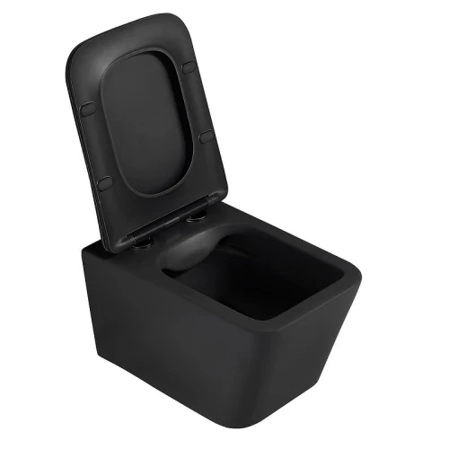 Комплект унитаза Abber Rechteck AC1201MB-AC0105-AC0120MMG с сиденьем Микролифт и клавишей смыва цвет Золото матовое