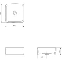 Раковина-чаша Cersanit Crea 35 Square 64753 Белая фарфор накладная