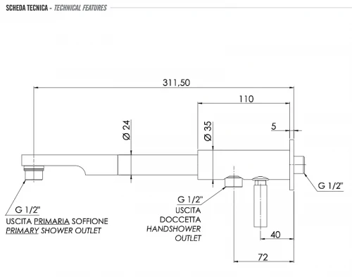 Кронштейн для верхнего душа Remer N348ND30 цвет Хром