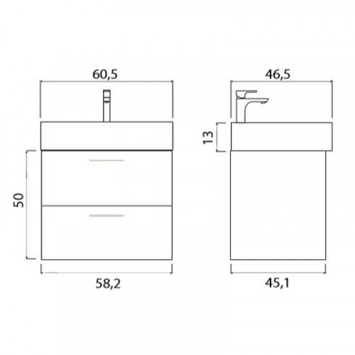 Тумба под раковину Creto Tivoli 60 8-1376W подвесная Белая МДФ / ЛДСП