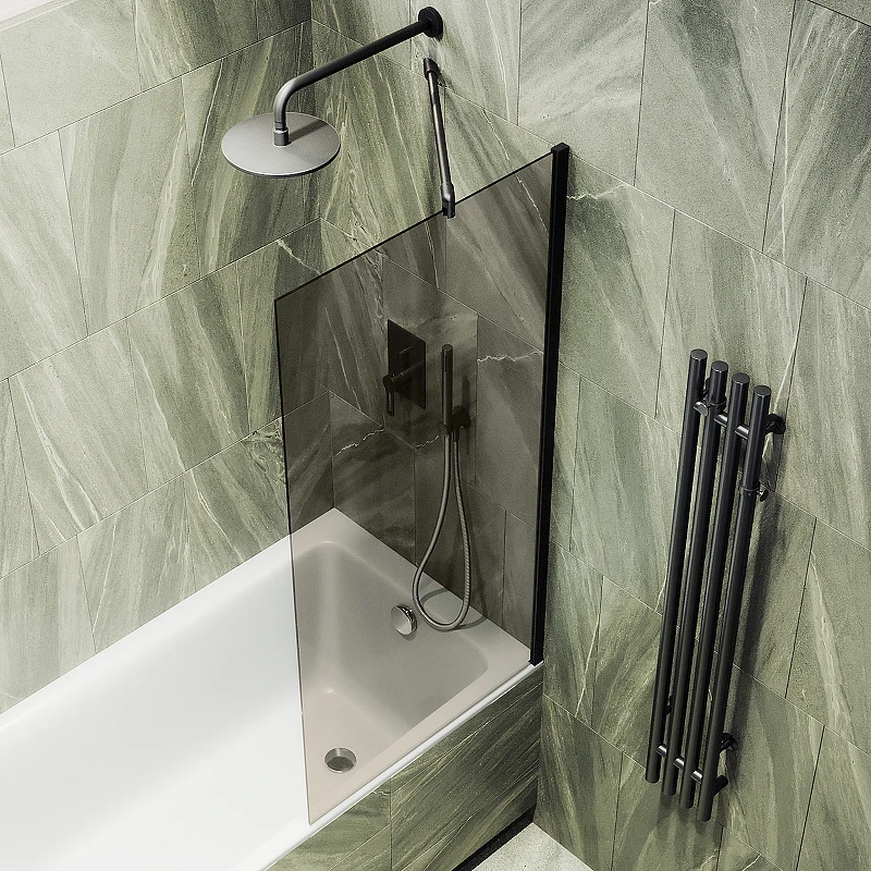 Шторка на ванну Maybah Glass MGV-67-6ш 500x1400 в широком профиле Черный стекло бронзовое