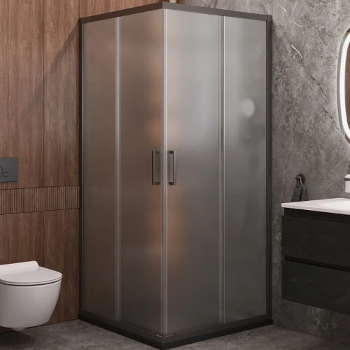 Душевой уголок Cezares Molveno 90x90 MOLVENO-A-2-90-P-GM профиль Оружейная сталь стекло рифленое