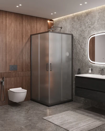 Душевой уголок Cezares Molveno 90x90 MOLVENO-A-2-90-P-GM профиль Оружейная сталь стекло рифленое